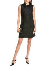 Oscar De La Renta Gardenia Silk-Lined Wool-Blend Tweed Shift Dress Women's Black