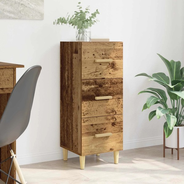 Sideboard Holzwerkstoff Altholz-Optik 34X34X90 Cm Kommode Wohnzimmer-image