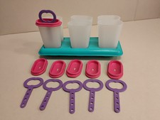 Tupperware Popsicle Mold Set Pink Purple Turquoise Rare Looks Unused