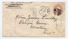 1870s Woodland CA 6ct lincoln stamped envelope [h.7265]