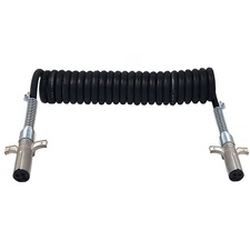 Tectran 37216 Trailer Wiring Plug   15 Ft., 6 Way, Powercoils, Black, 6/14 Gauge