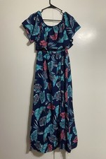 Cupshe Women  s Size Medium Floral Ruffle Maxi Off-Shoulder Bodice Slit Hem Dress