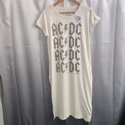 ac dc shirt dress Ac-Dc T Shirt Dress Maxi Dress Reworked Ac/Dc T Shirt Sustainable Reworked Band Shirt