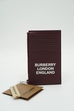 Burberry Logo Card Holder Wallet Burgundy Red