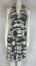CALVIN KLEIN - WOMEN'S WHITE & BLACK PRINT DRESS - SIZE 2 - HALTER