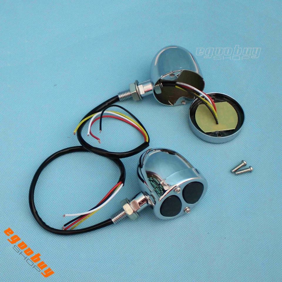 Chrome Bullet LED Turn Signal Indicator Light Fog Lamp For Harley Chopper Bobber - Image 4 of 4