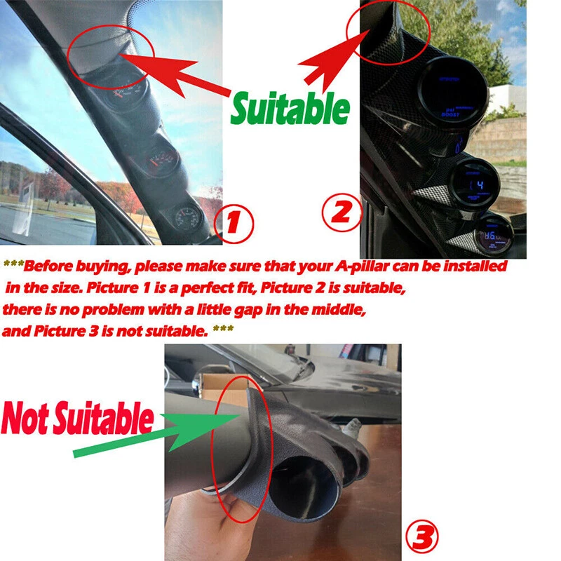 2" 52mm Fibra de Carbono Mano Izquierda Pod Pilar A Pod Triple Calibre Soporte Montaje Foto 2 de 4