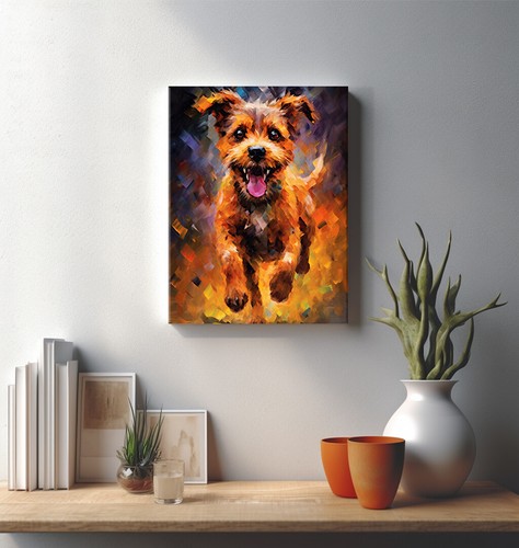 Border Terrier Dog Colourful Animal Painting Style Pet Canvas Print Wall Art - Picture 5 of 10