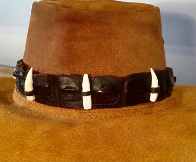 1 Genuine  Crocodile Leather band 3 big teeth for  All  style hats CITES 
