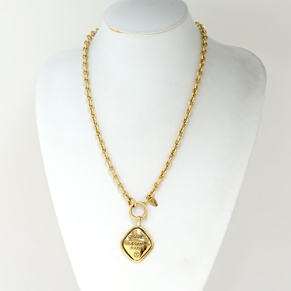 CHANEL CC Logo Paris Cambon Charm Necklace 22