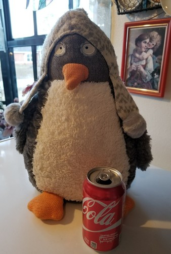 Pier 1 One Imports Plüsch Pinguin grau weiß Strickmütze 16 Zoll nicht mehr sprechen stofy - Bild 2 von 12