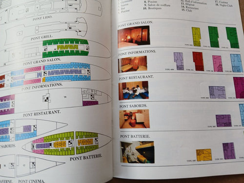 Paquebots MERMOZ et RENAISSANCE catalogue croisières Paquet 1974 plan des ponts - Afbeelding 14 van 18