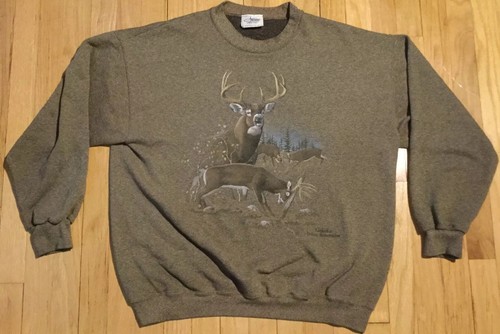 Vintage 90s deer sweatshirt brown XL 