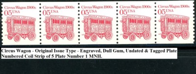 Circus Wagon Engraved Undated Dull Gum Tagged PNC5 PL 1 MNH
