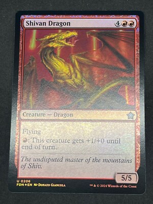 Magic the Gathering MTG Shivan Dragon Red Foundationms Uncommon Foil