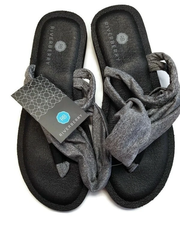 Riverberry Namaste Sling Style Flip Flops With Yoga Mat Padding Womens Sz 8  Gray