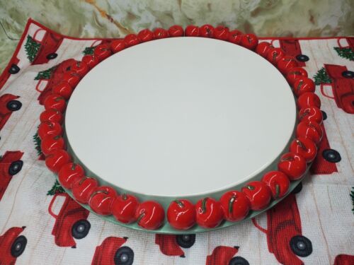 Vintage Shafford Co Red Cherry Rim Edge Pie Plate Server Japan. PLS READ DISCRIP - Picture 1 of 11