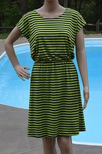 Ellen Tracy Womens Size S Green Navy Striped Sheath Dress Knee Length NWT