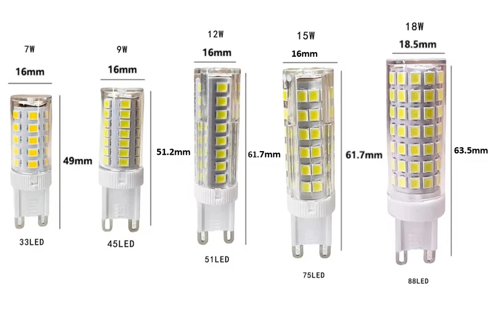 G9 LED 7W, 9W, 12W, 15W, 18W Light Bulb WARM/NEUTRAL/COLD WHITE BULBS A RATED UK - Image 2 of 4