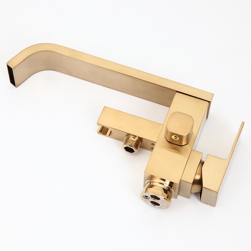 Luxury Gold Free Standing Bath Tub Filler Hand Shower Faucet Floor Mounted Taps - Picture 5 of 12
