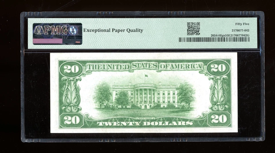 DBR 1934 $20 LGS FRN St. Louis Fr. 2054-Hlgs PMG 55 EPQ Serial H01662255A - Image 2 of 2
