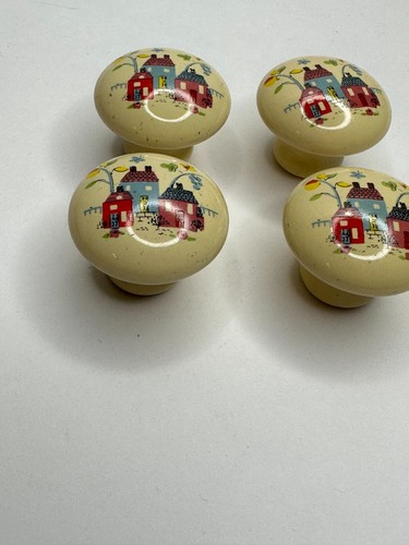 Ceramic Drawer Knobs Cottage Houses Trees Butterfly Cabinet Made Japan Boho - Picture 2 of 6