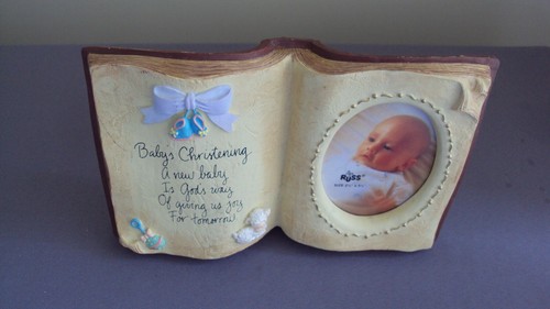 Russ Baptism Christening Boy's Picture Frame 2 1/2" x 3 1/2" - Picture 2 of 3