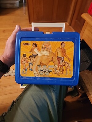 Vintage WWF Plastic Lunch Box w/ Original Thermos Hulk, Andre the Giant, Roddy
