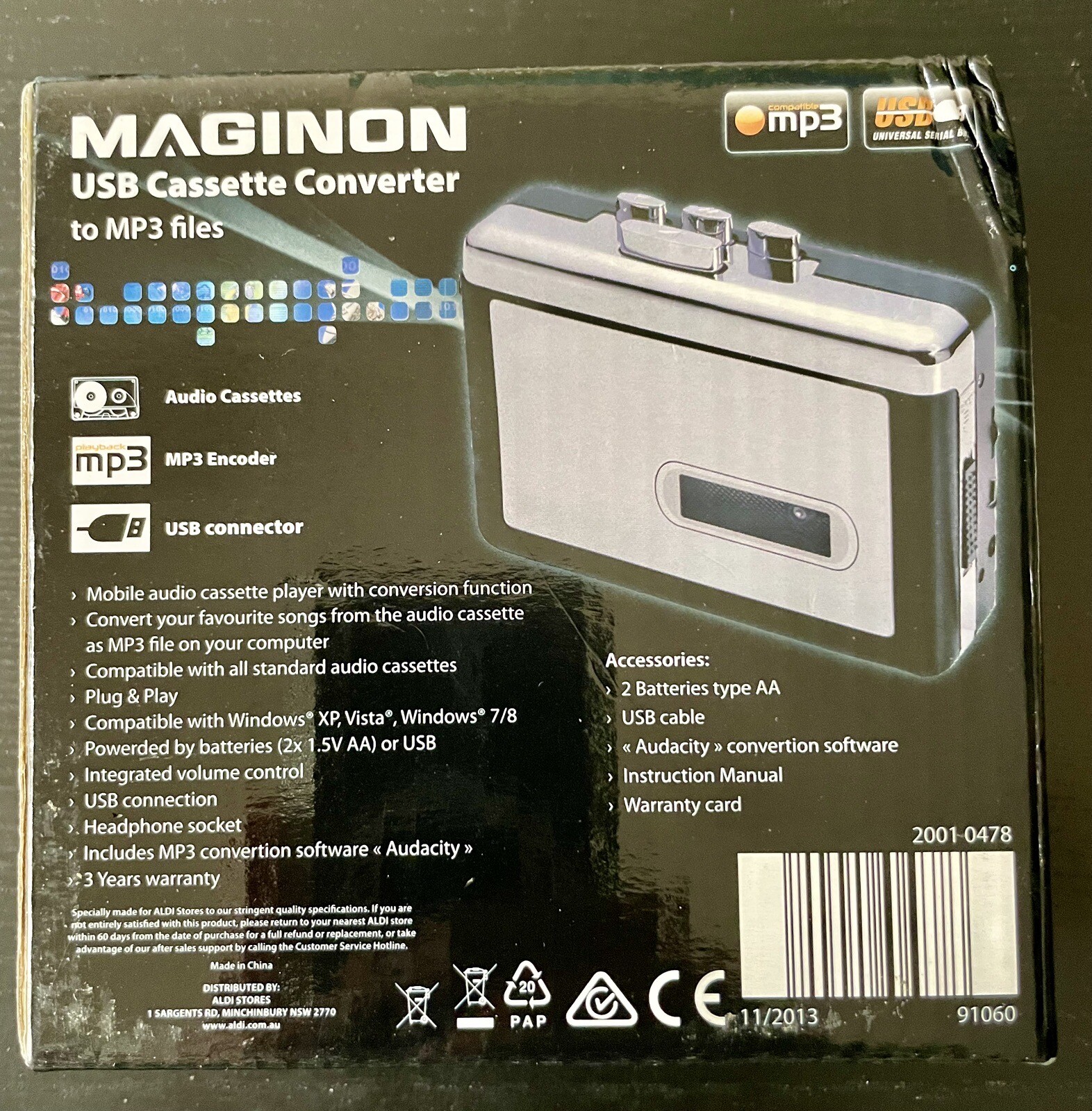 Maginon Portable Cassette Converter [Converts Audio via USB to MP3] NEW eBay