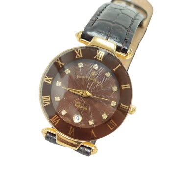 Jacques Du Manoir Ladies 2409G Black Date Sunray Dial Swiss Made Watch
