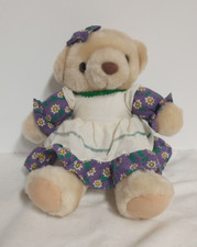 Vintage Play By Play Plush Bear in Country Dress Bonnet Cap