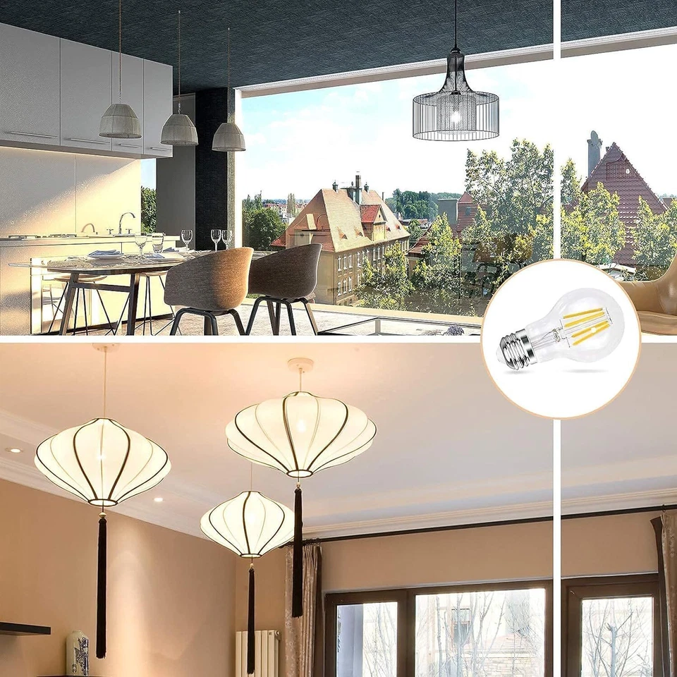 4Pack A19 LED Filament Light Bulb, 5W(40W), E26, Clear, 2700K, 450LM - Image 4 of 4