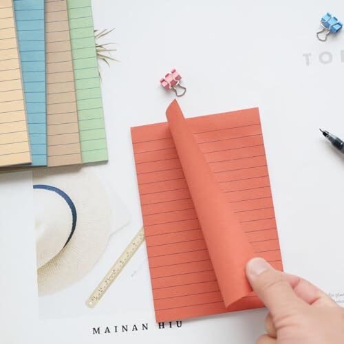 (9 Pack) Lined Sticky Notes 4X6 in Post Sticky Notes with Lines, Vintage Colors - Bild 4 von 6