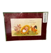 DaySpring Christmas Cards Red Glitter Baby Jesus Green Envelopes 18 Count NEW BX