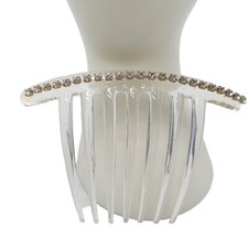 Clear Rhinestone Acrylic Long Tooth Hair Comb Vintage 1960s