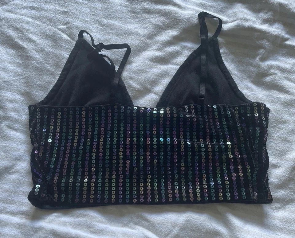 H&M Divided Black Sequin Bra Top. Size Small - Image 2 of 2