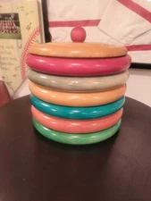 Manzoni Pietro Vietri Wood Ice Bucket Cooler Bergamo ITALY Handmade Vtg MCM Rare