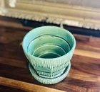 Vintage McCoy Pottery Basket Weave Planter 4” Green