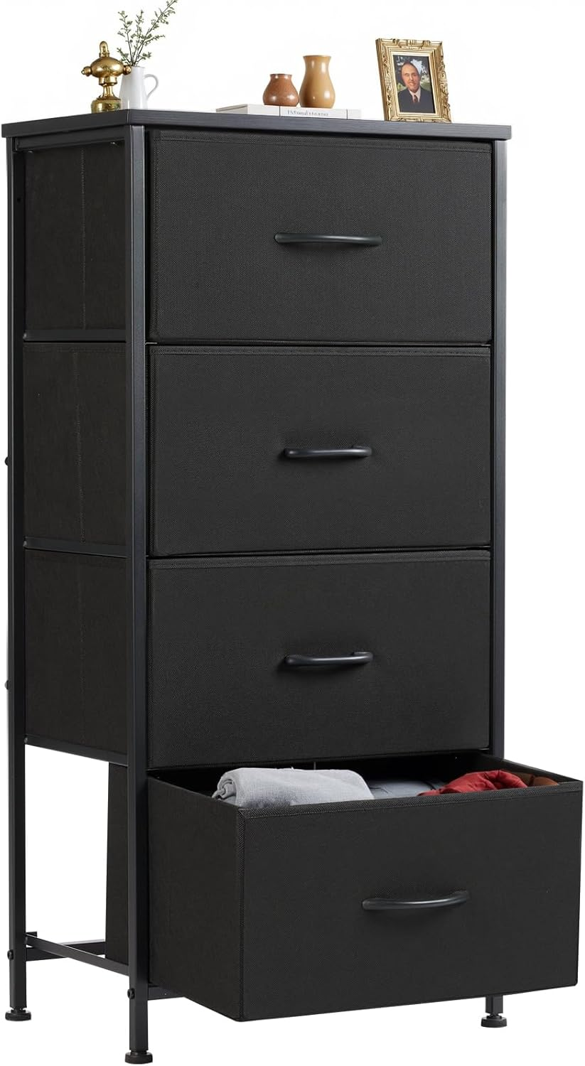 Modern 4-Drawer Nightstand with Adjustable Legs for Bedroom