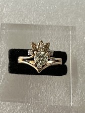 0.25ct.Round Cut Diamond with Accents Engagement Ring 14k Yellow Gold Size 6.5