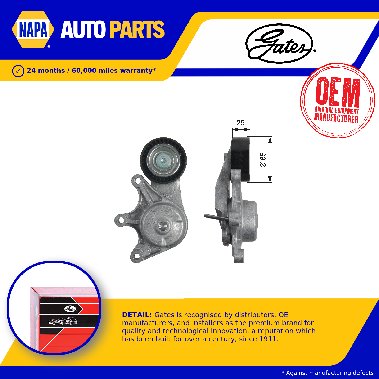 Aux Belt Tensioner fits BMW X3 F25 1.6 14 to 17 N20B16A Drive V-Ribbed Gates New