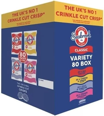 Seabrook Crisps Variety Box 80 x25g Crinkle Cut Mixed Flavours Gluten Free Snack - Image 1 of 4