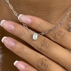 1ct Emerald Pendant Necklace White Gold 14K Labcreated Diamond F/VS — photo 2