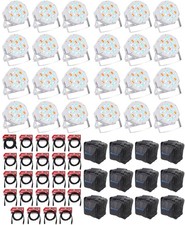  24 Rockville RockPAR50 WHT LED RGB Par Can DJ/Club DMX Wash Lights Cables Bags