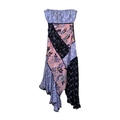 Cinq A Sept Dress 2 Patchwork Floral Sleeveless Assymetric Fairycore Boho Lined