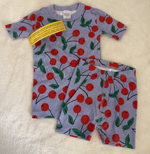 New Hanna Andersson Lavender Cherries Organic Cotton Short PJ Set 100 4 4T Girls