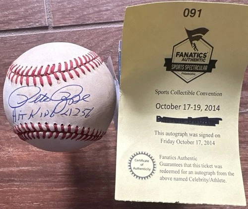 PETE ROSE Signed/Auto ONL GIAMATTI Baseball *Fanatics COA* Inscr. Hit King 4256