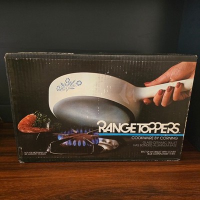 New Sealed Vintage 1980 Corningware RangeToppers 8.5 in Skillet Blue Cornflower