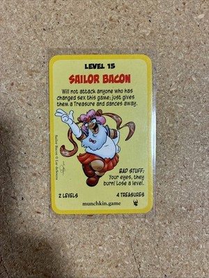 Super Munchkin Level 15 Sailor Bacon Promo Card Steve Jackson Games SJG