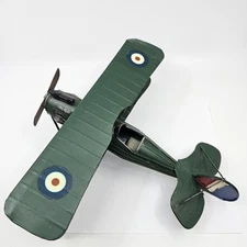 Green WW1 Metal Bi-plane Hand Green Collectible Airplane Heavy Propeller